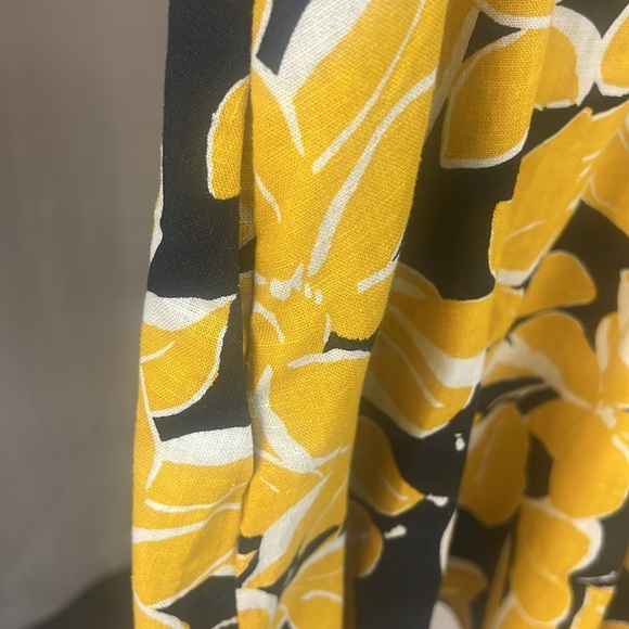 NWT Yellow and Navy  Linen Floral Print Dress - Who What Wear - Picture 3 of 7